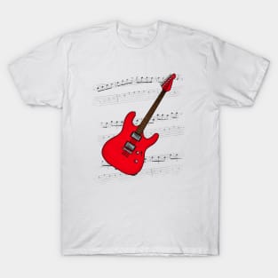 Guitar Tab Electric Guitarist Music Notation Musician (Red) T-Shirt